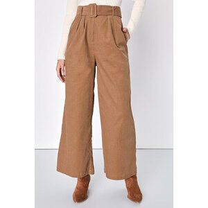 Lulus Elevated Trend Brown Corduroy High Waisted Wide Leg Pants - Size M